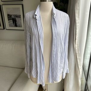Rails Light Blue and White Striped Blouse